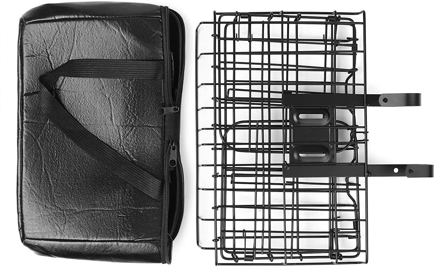 DALIZHAI777 Bike Bag Folding Bike Basket Detchable Steel Wire Bike Handlebar Front Basket Bicycle Rear Rack Hanging Basket with Liner Bag Tote and 2 Hooks Bicycle Accessories