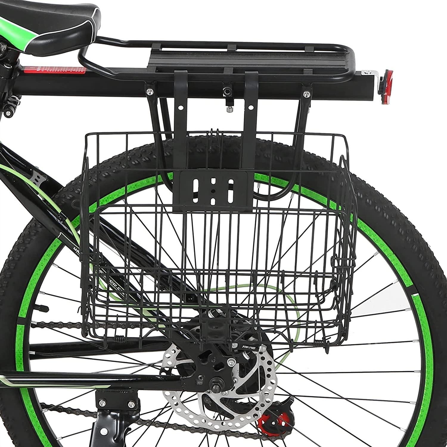 DALIZHAI777 Bike Bag Folding Bike Basket Detchable Steel Wire Bike Handlebar Front Basket Bicycle Rear Rack Hanging Basket with Liner Bag Tote and 2 Hooks Bicycle Accessories
