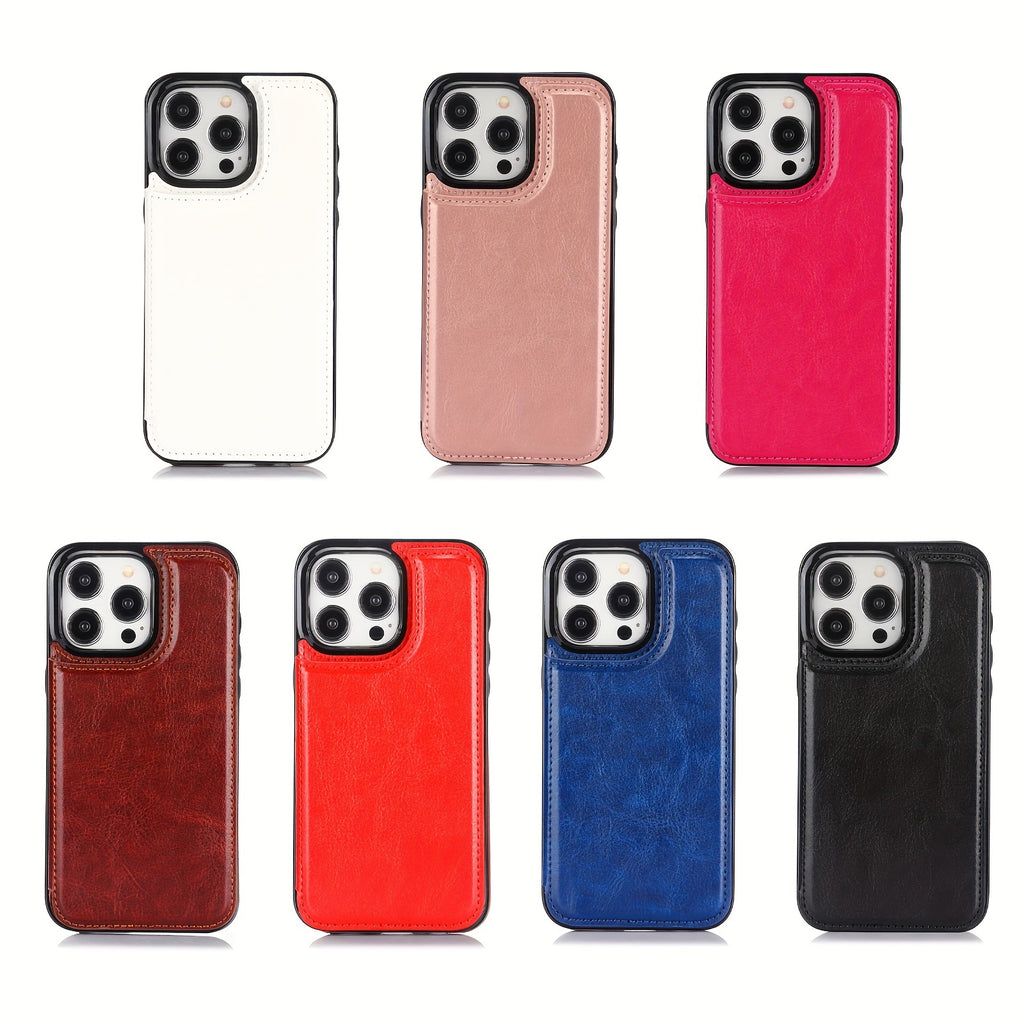 For  15/ 14/ 13/ 12/ 11 Pro Max/ Mini/ XR/ XS Max/ SE 2022/2020/ 7/ 8 Plus Wallet Case With Card Holder, PU Faux Leather Kickstand Card Slots Case, Double Magnetic Clasp And Durable Shockproof Cover