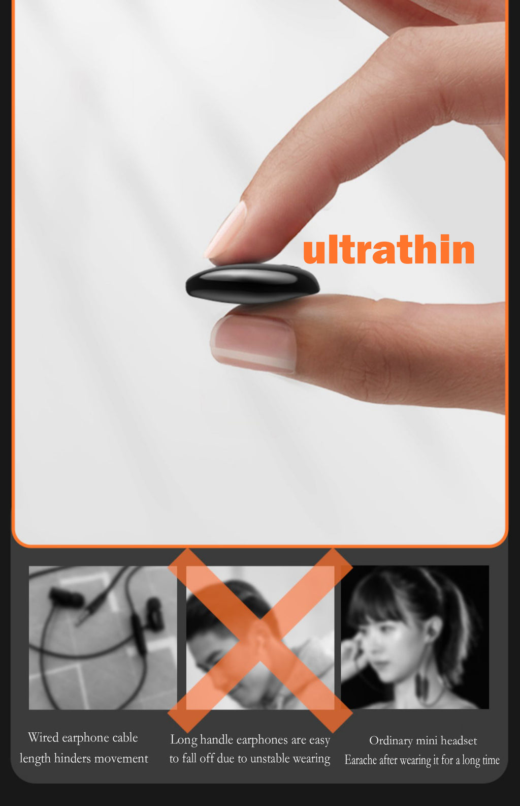 Ultra-Long Standby Wireless Earphone Headset - Ultra-Thin On-Ear Sports Bass For Android &amp; Ios