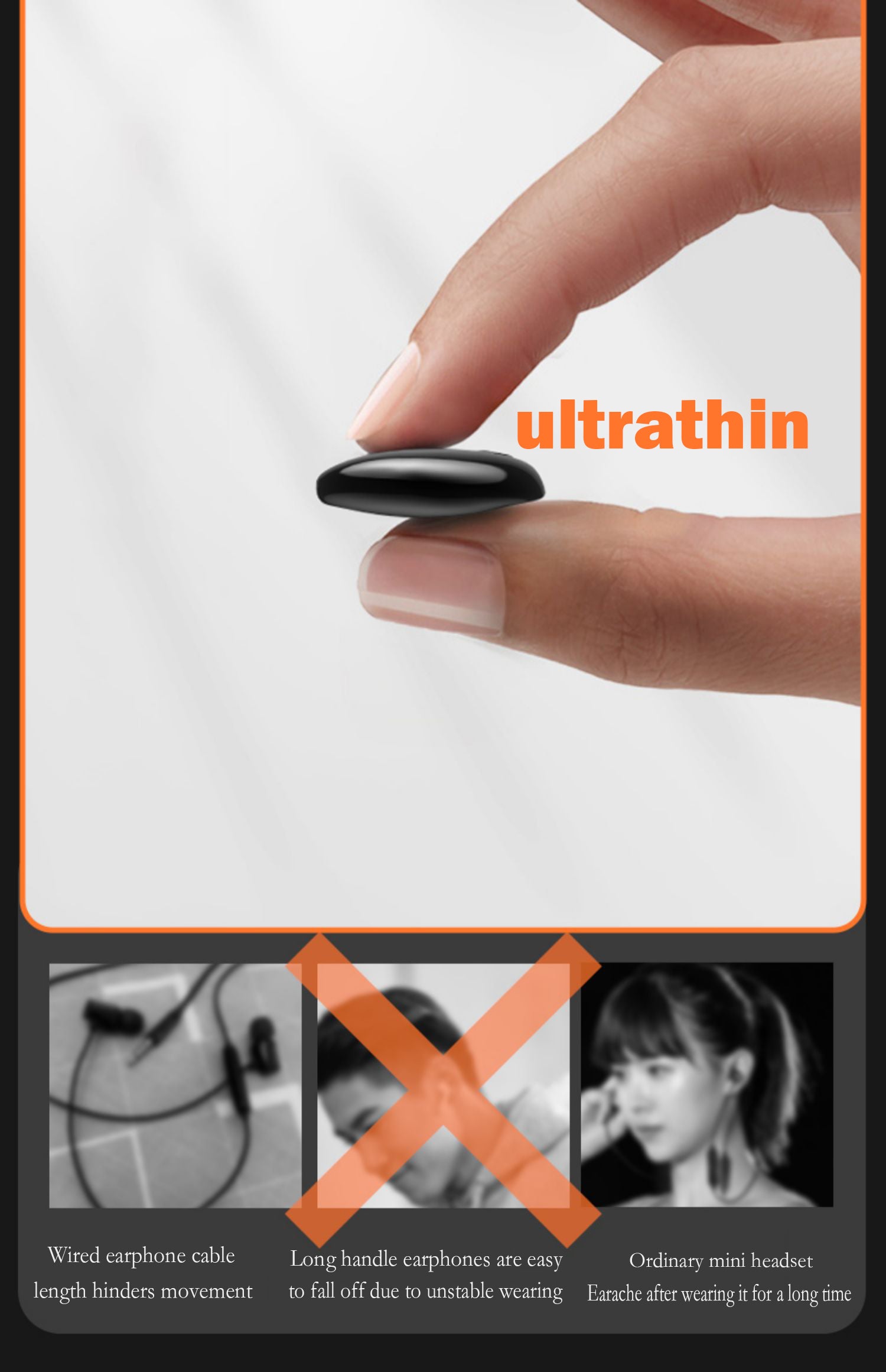 Ultra-Long Standby Wireless Earphone Headset - Ultra-Thin On-Ear Sports Bass For Android &amp; Ios
