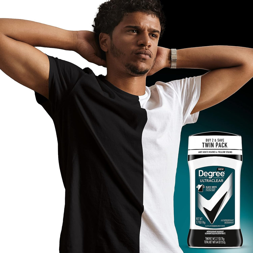 Degree Men UltraClear Antiperspirant Deodorant Black+White 2 Count 72-Hour Sweat &amp; Odor Protection Antiperspirant For Men With MotionSense Technology 2.7 oz