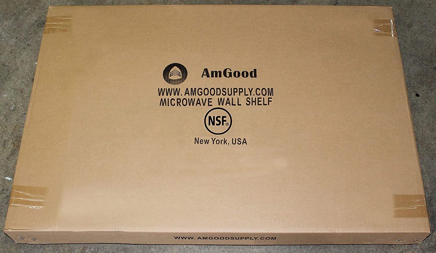AmGood  Steel Microwave Shelf | Metal Appliance Shelving | Heavy Duty | Commercial Grade | Wall Mount | NSF Certified | Silver (24" Length x 24" Width)