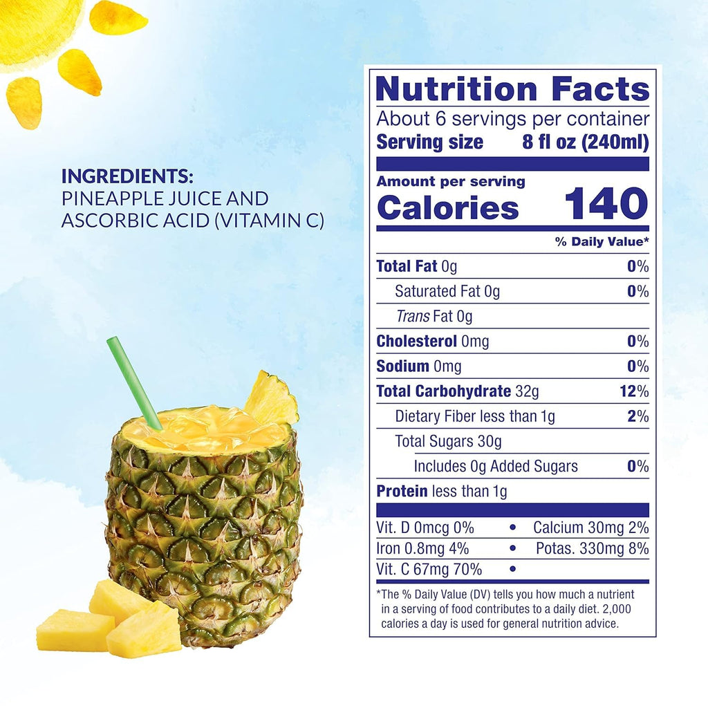 Dole 100% Pineapple Juice - Dole Canned Juice - No Sugar Added - 46 fl oz Cans - 6 Pack
