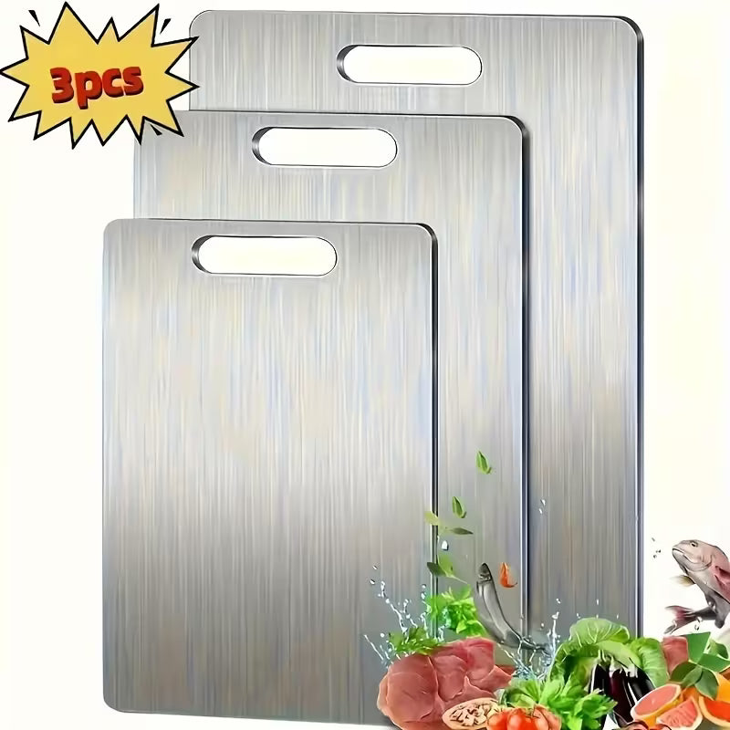 Block Set with Non-Slip Base & Storage - Heavy-Duty 201 Cutting Boards, Dishwasher, Space-Saving Modern Kitchen Board Set with Knife-Friendly Design, BPA-Free & Rustproof for Meat, Vegetables, Cheese, Bread