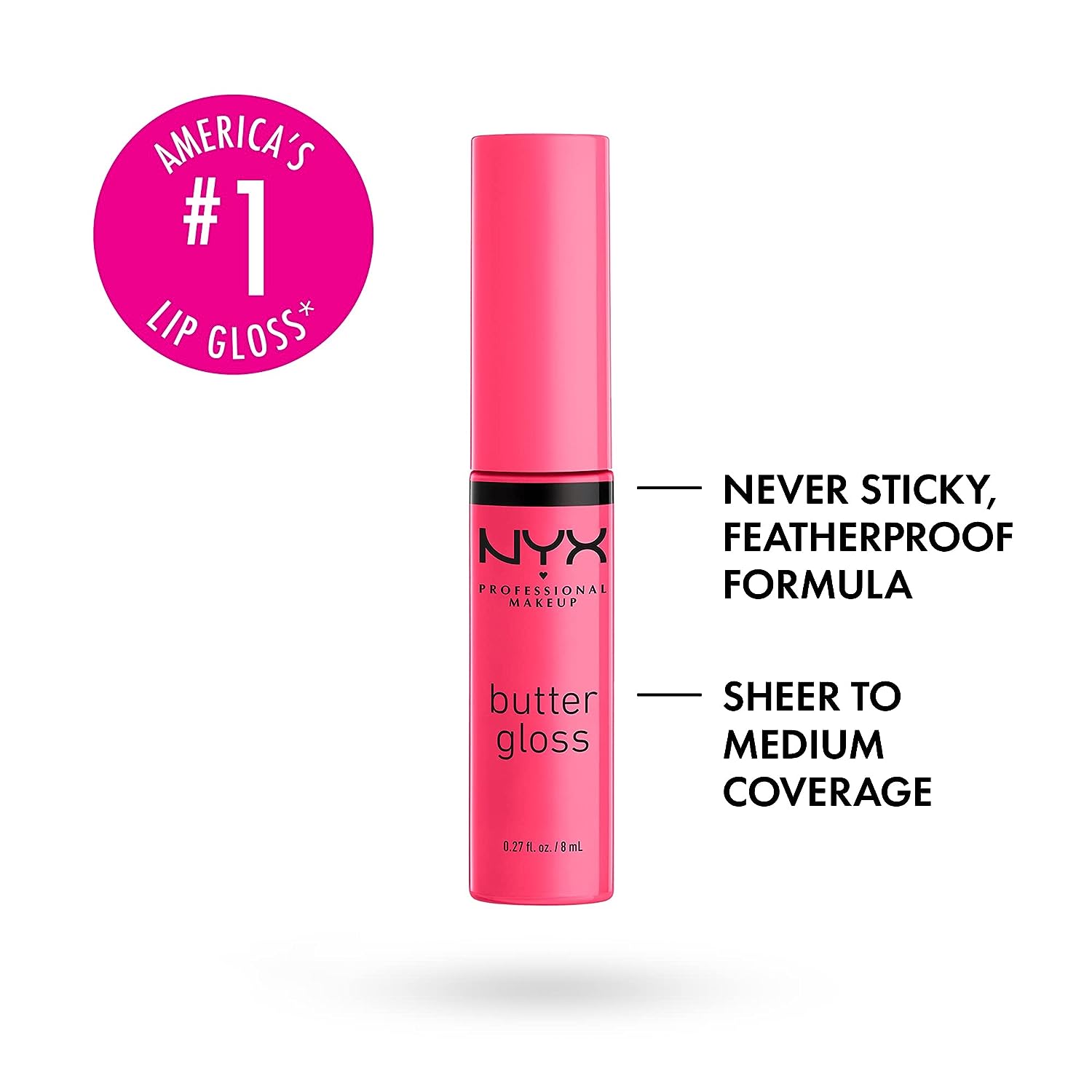 NYX PROFESSIONAL MAKEUP Butter Gloss, Non-Sticky Lip Gloss - Peaches &amp; Cream (Pink Coral)