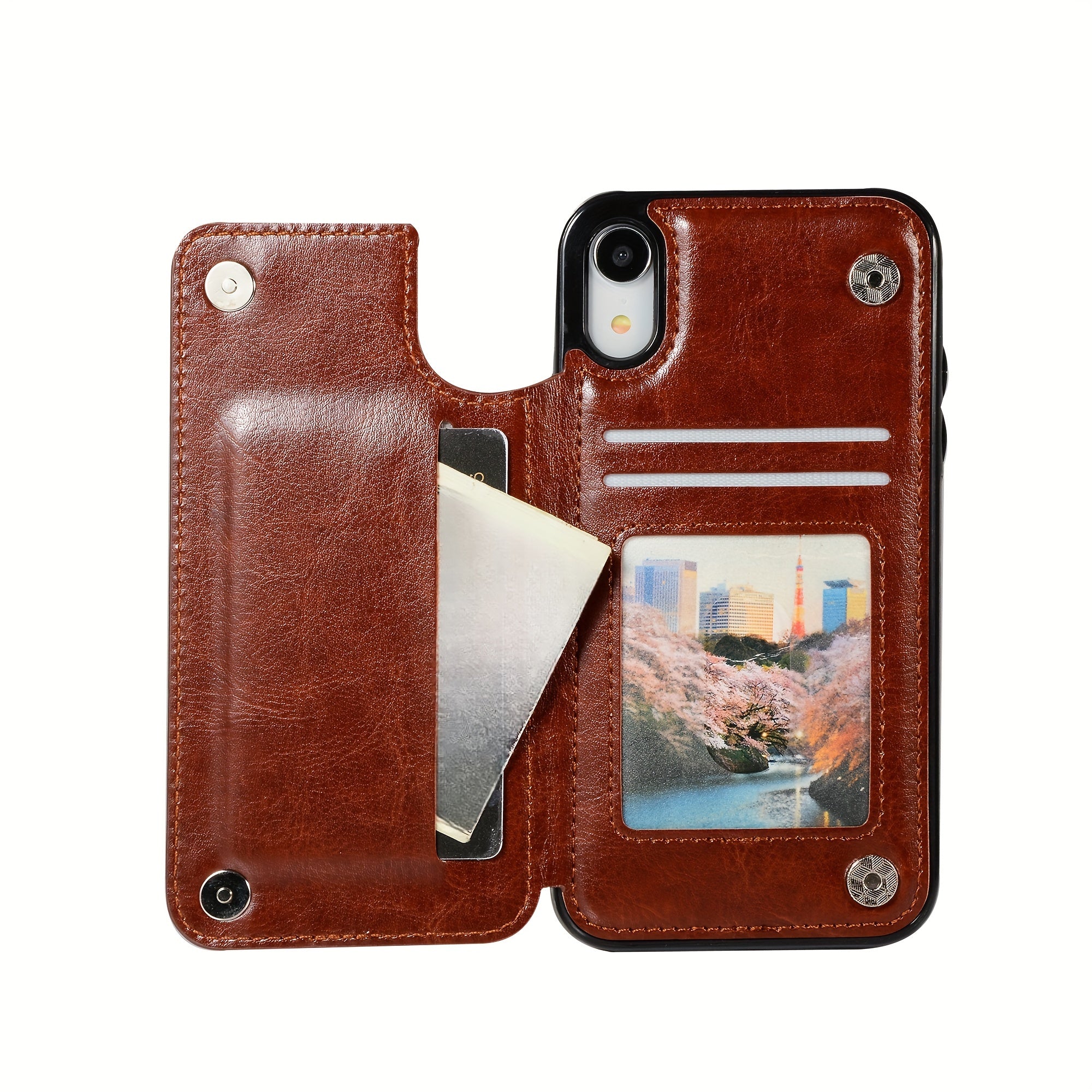 For  15/ 14/ 13/ 12/ 11 Pro Max/ Mini/ XR/ XS Max/ SE 2022/2020/ 7/ 8 Plus Wallet Case With Card Holder, PU Faux Leather Kickstand Card Slots Case, Double Magnetic Clasp And Durable Shockproof Cover