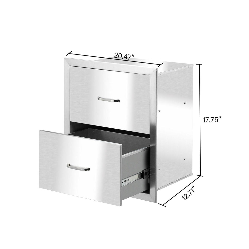 18"x 20"  Steel -in Barbecue Outdoor Kitchen Double Drawer Unit