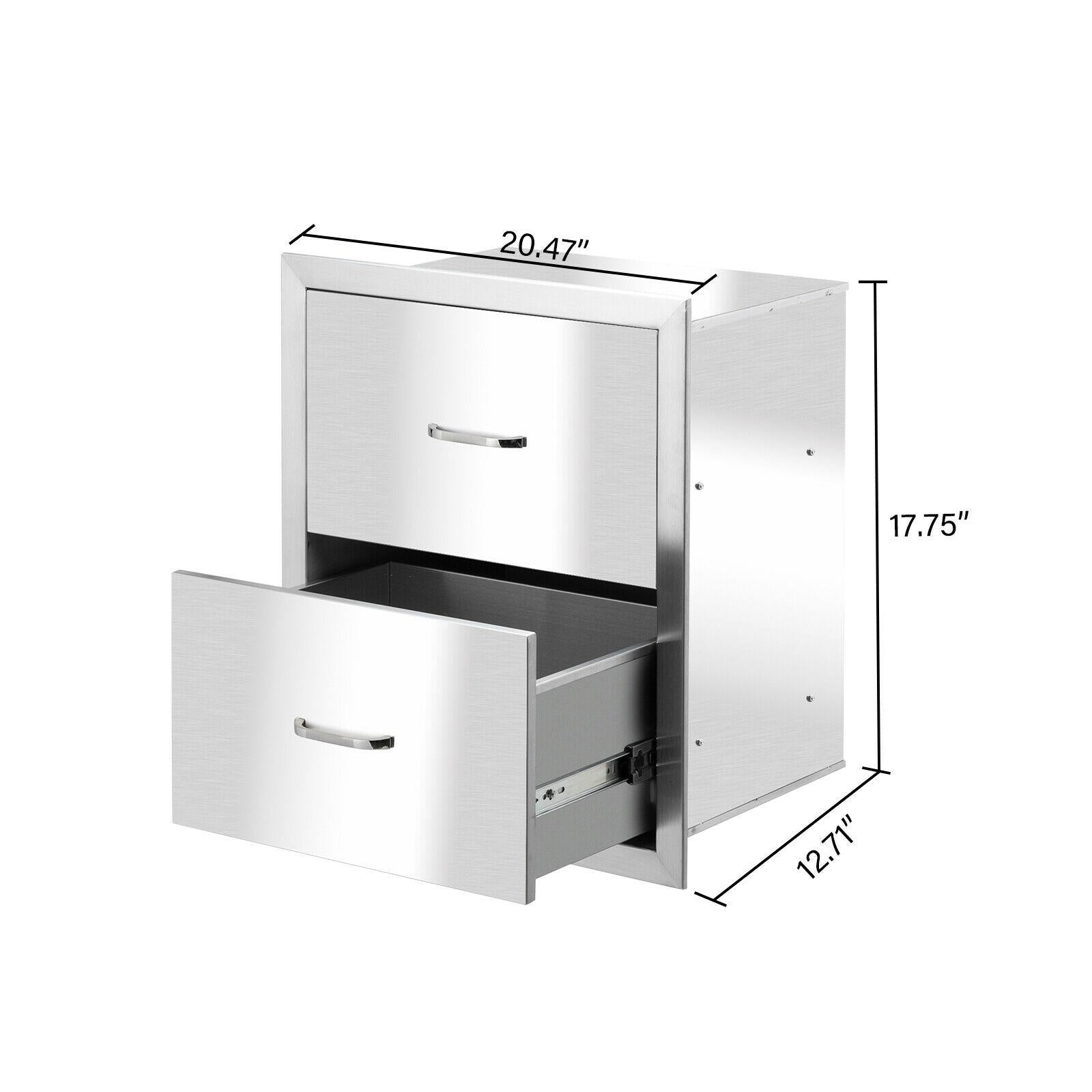 18"x 20"  Steel -in Barbecue Outdoor Kitchen Double Drawer Unit