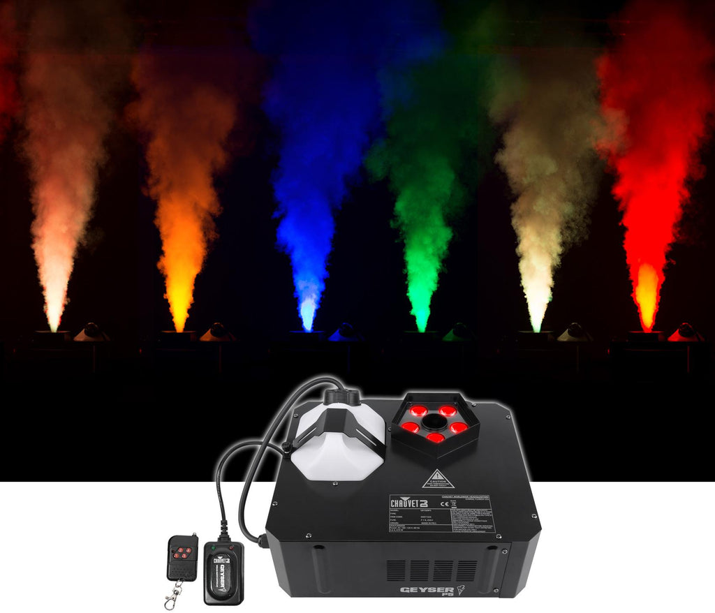 Chauvet DJ GEYSER P5 DMX Fog Machine Fogger, RGBA+UV LED+48" Black Light Strip