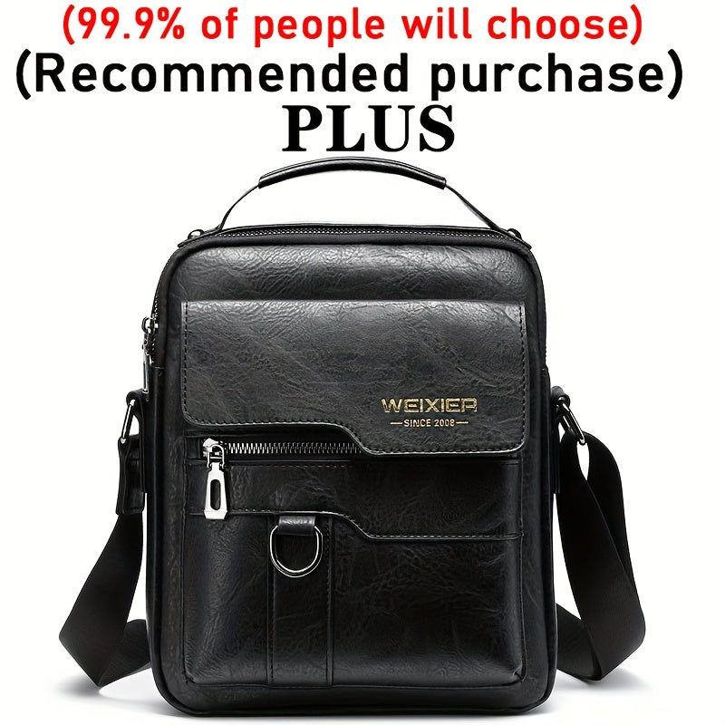 WEIXIER 1/2pcs Crossbody Bag, Men's Shoulder Bag, Retro Faux Leather Vertical Business Casual Satchel Bag, Men's Gift For Father/Anniversary