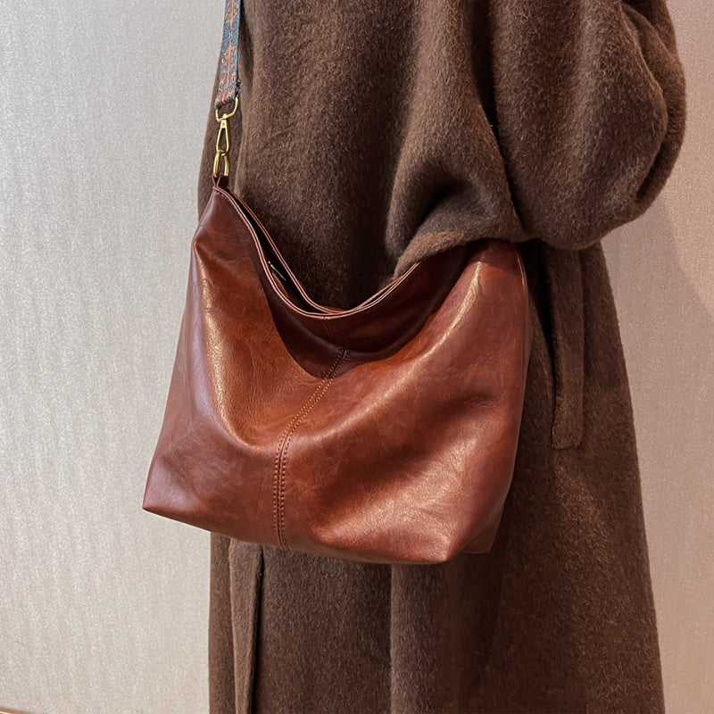 Geometric Strap Hobo Bag, LarCapacity Crossbody Bag, Women's Retro Style Shoulder Bag