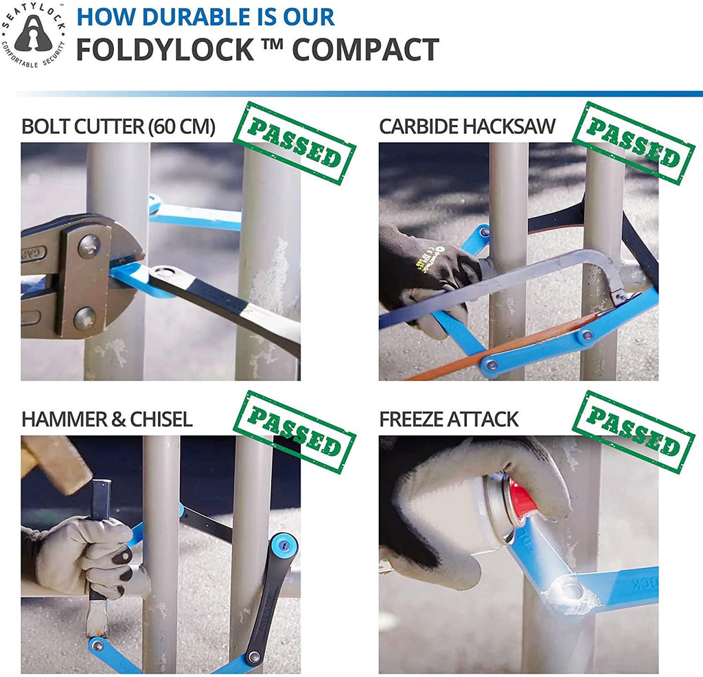 FoldyLock Folding Bike Locks - Set of 2 Matching Bike Locks with 6 Identical Keys - Patented Lightweight Heavy Duty Anti Theft Locks with Carrying Cases for Bicycles and Scooters (Compact Black)