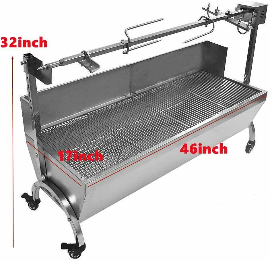 46" Lar Steel Charcoal Spit Roaster Rotisserie Pig Lamb Roast US