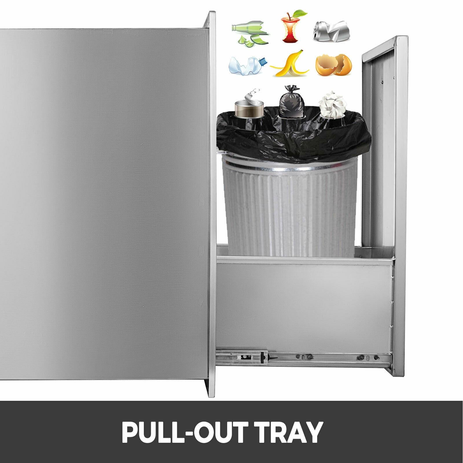 Pull Narrow Trash Drawer 13.6"x26"Outdoor Kitchen Trash Bin BBQ Island