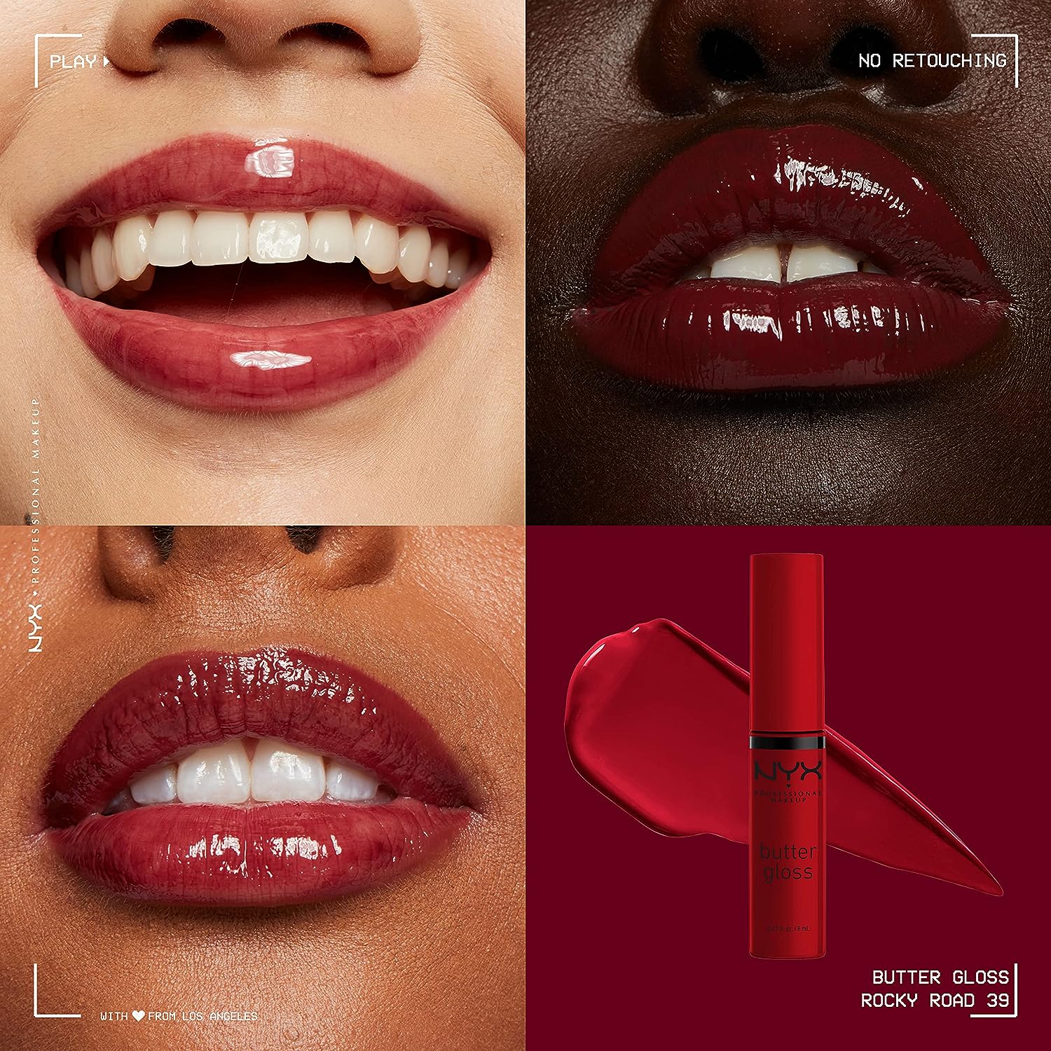 NYX PROFESSIONAL MAKEUP Butter Gloss, Non-Sticky Lip Gloss - Rocky Road (Wine)
