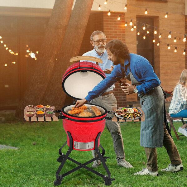 18in Steel Charcoal Grill Multiple CooSmoke Bake Roast For Courtyard Party
