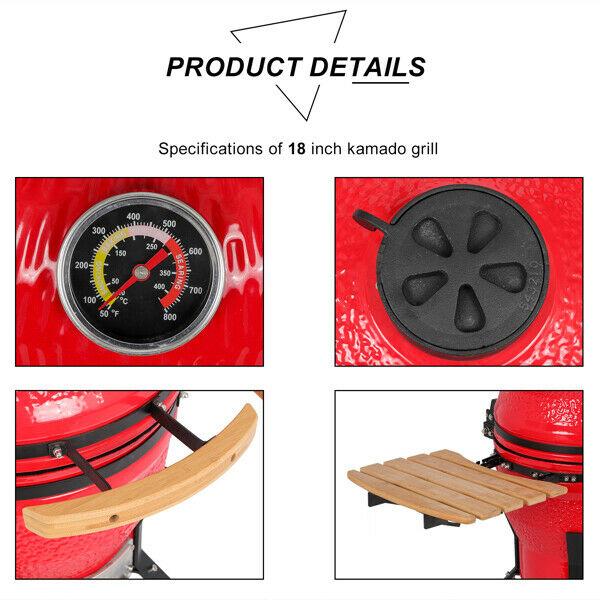 18in Steel Charcoal Grill Multiple CooSmoke Bake Roast For Courtyard Party