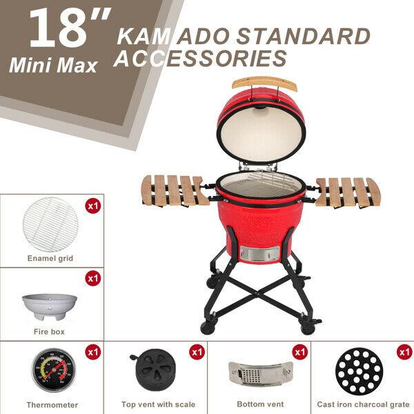 18in Steel Charcoal Grill Multiple CooSmoke Bake Roast For Courtyard Party