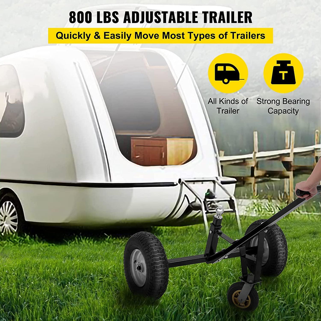 Adjustable Trailer Dolly, 800 Lbs Capacity Trailer Mover Dolly, 15.7" -23.6" Adjustable Height, 2" Ball Trailer Mover with 16" Wheels, Heavy-Duty Tow Dolly for Car, RV, Boat