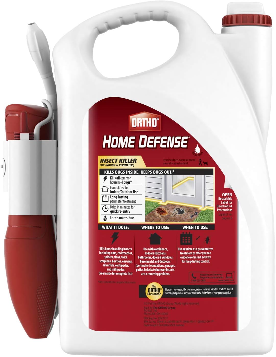 Ortho Home Defense Insect Killer for Indoor &amp; Perimeter2 and Refill Bundle: Long Lasting Bug Barrier, Kills Ants, Roaches, Spiders, 1 gal.