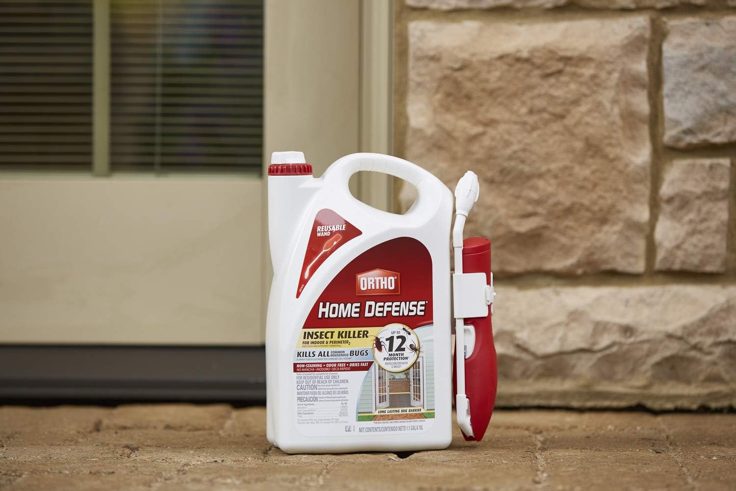 Ortho Home Defense Insect Killer for Indoor &amp; Perimeter2: With Comfort Wand, Kills Ants, Cockroaches, Spiders, Fleas &amp; Ticks, Odor Free, 1.1 gal., Pack of 4