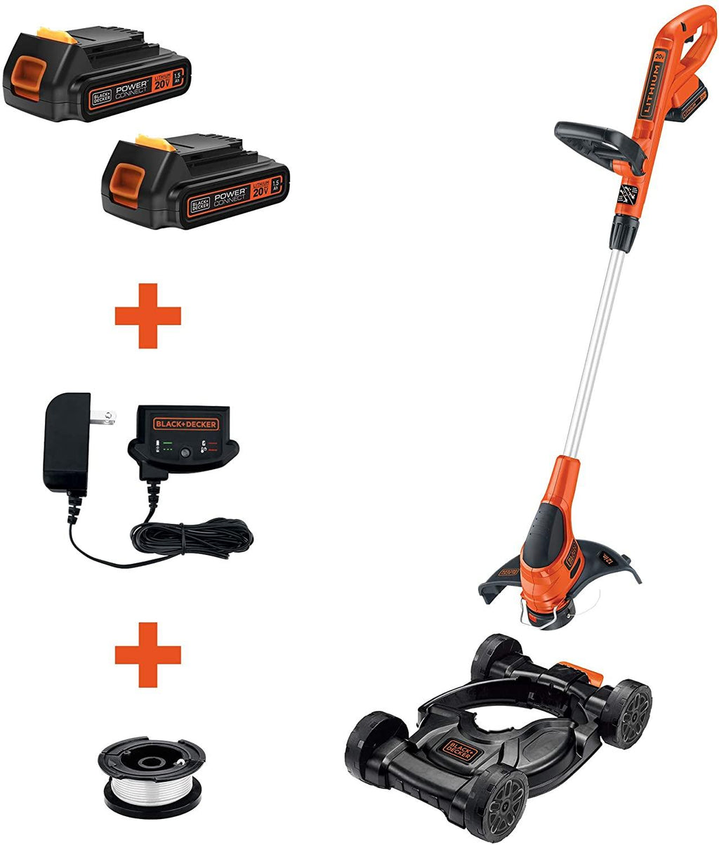 BLACK+DECKER 3-in-1 Lawn Mower, String Trimmer and Edger, 12-Inch with Trimmer Line, 30-Foot, 0.065-Inch, 3-Pack (MTC220 & AF-100-32P)