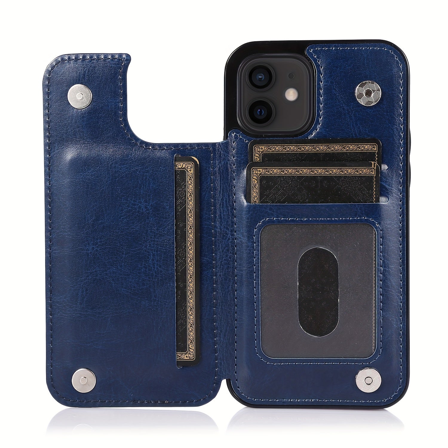 For  15/ 14/ 13/ 12/ 11 Pro Max/ Mini/ XR/ XS Max/ SE 2022/2020/ 7/ 8 Plus Wallet Case With Card Holder, PU Faux Leather Kickstand Card Slots Case, Double Magnetic Clasp And Durable Shockproof Cover