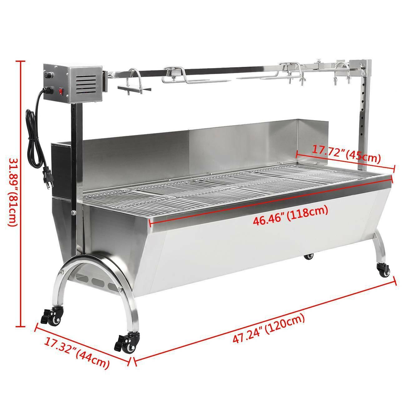 46'' Spit Roaster Rotisserie Pig Lamb Roast BBQ 77lb Picnic Outdoor Cooker Grill