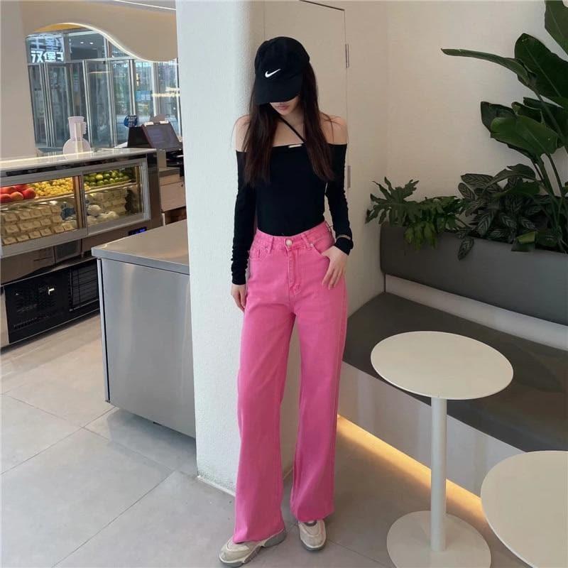 casual high waist summer denim pants