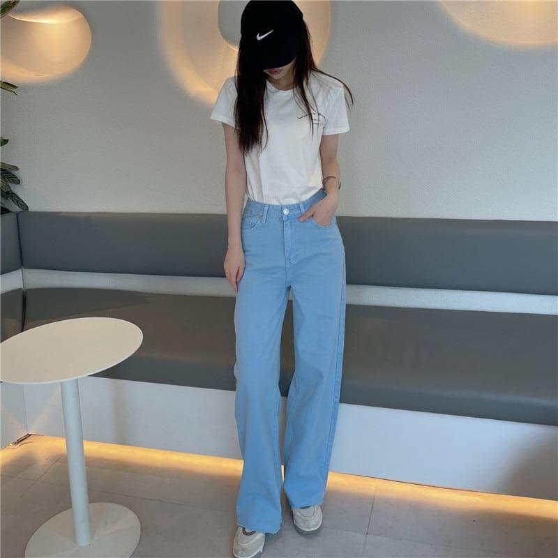 casual high waist summer denim pants