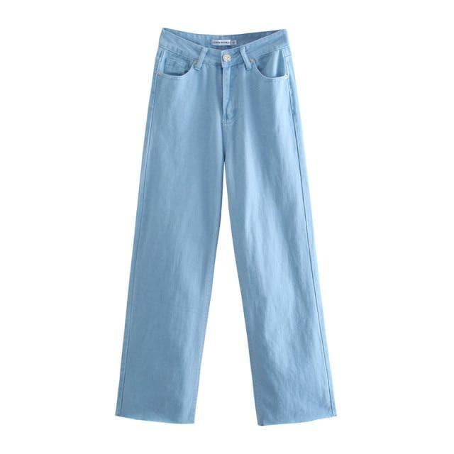 casual high waist summer denim pants