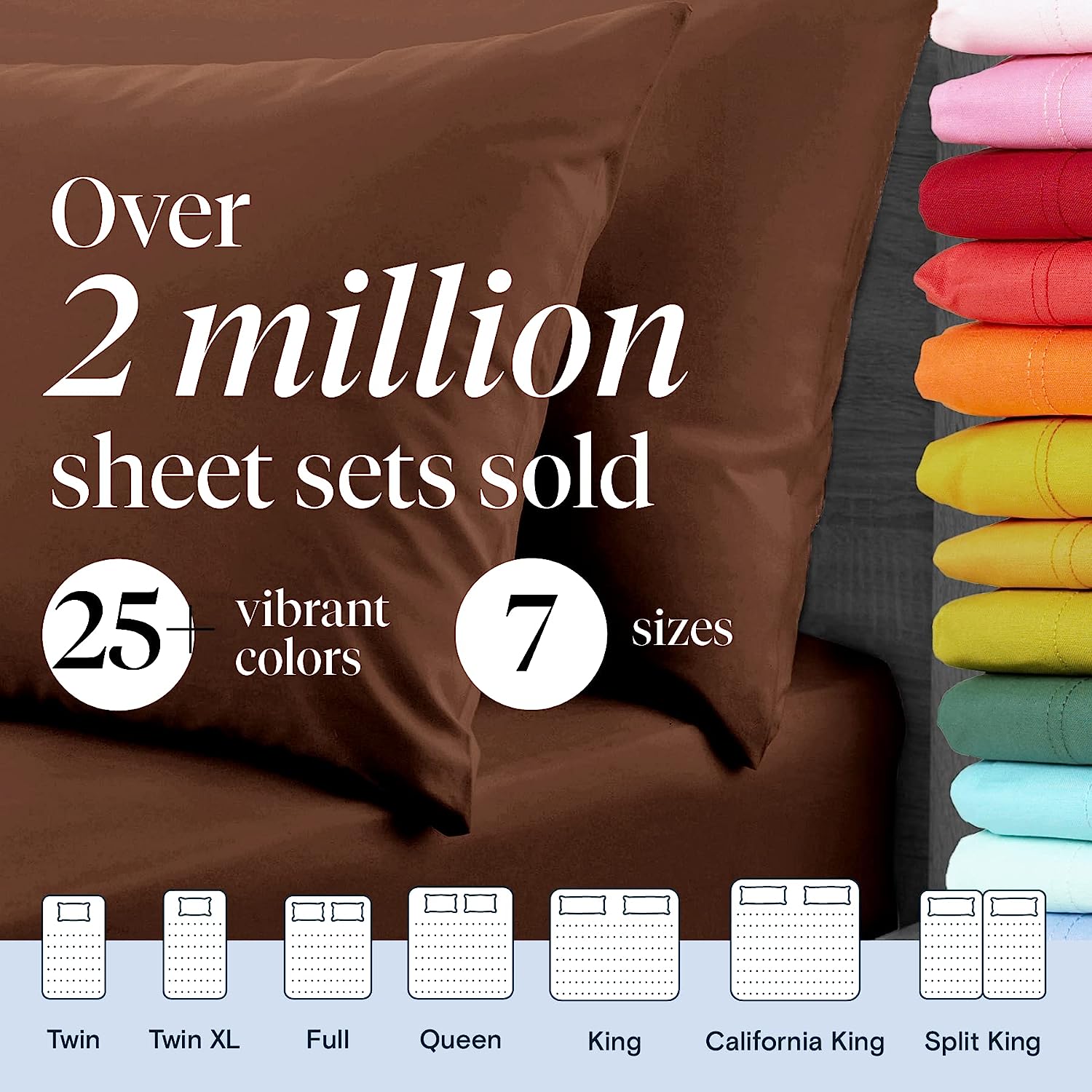 LuxClub 6 PC Full Size Sheet Set Bamboo Sheets Deep Pockets 18" Eco Friendly Wrinkle Free Cooling Sheets Machine Washable Hotel Bedding Silky Soft - Brown Full