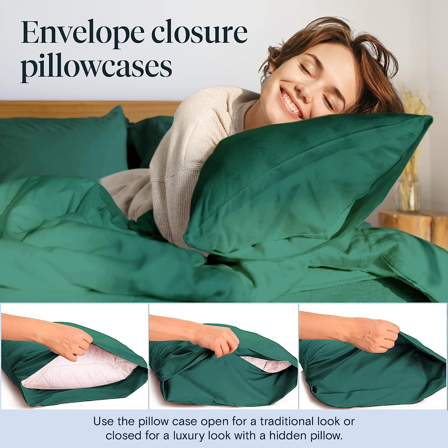 LuxClub 6 PC California King Size Sheet Set Bamboo Sheets Deep Pockets 18" Eco Friendly Wrinkle Free Cooling Sheets Machine Washable Hotel Bedding Silky Soft - Emerald California King