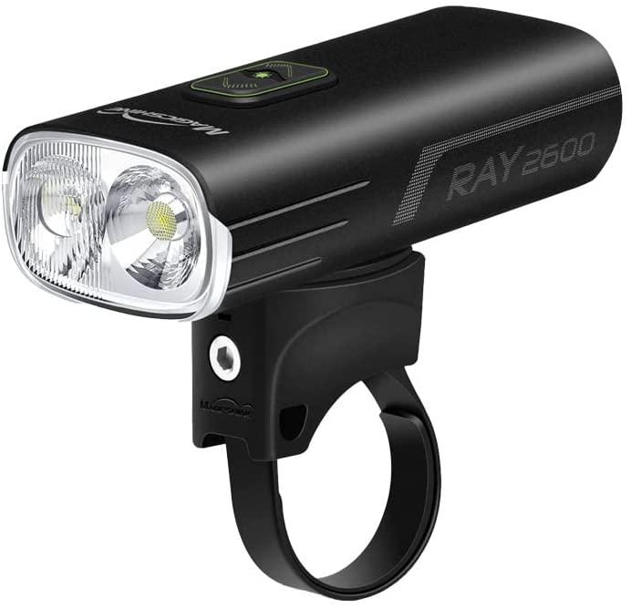 Magicshine RAY 2600 Bike Headlight. 2600 Lumen Output, Flood & Spot Beams, Light and Vibration Sensor, USB-C Rechargeable & Reverse Charging, IPX6 Waterproof Bicycle Light for MTB, Road Cycling