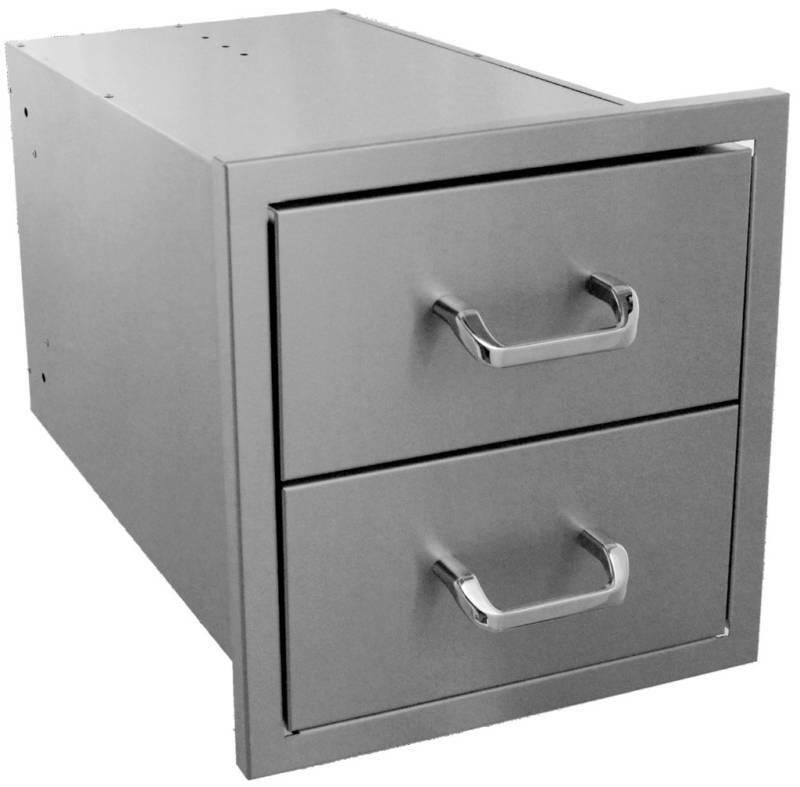 18" x 18" Double Drawer Unit Outdoor Kitchen BBQ Island, 304  Steel USA