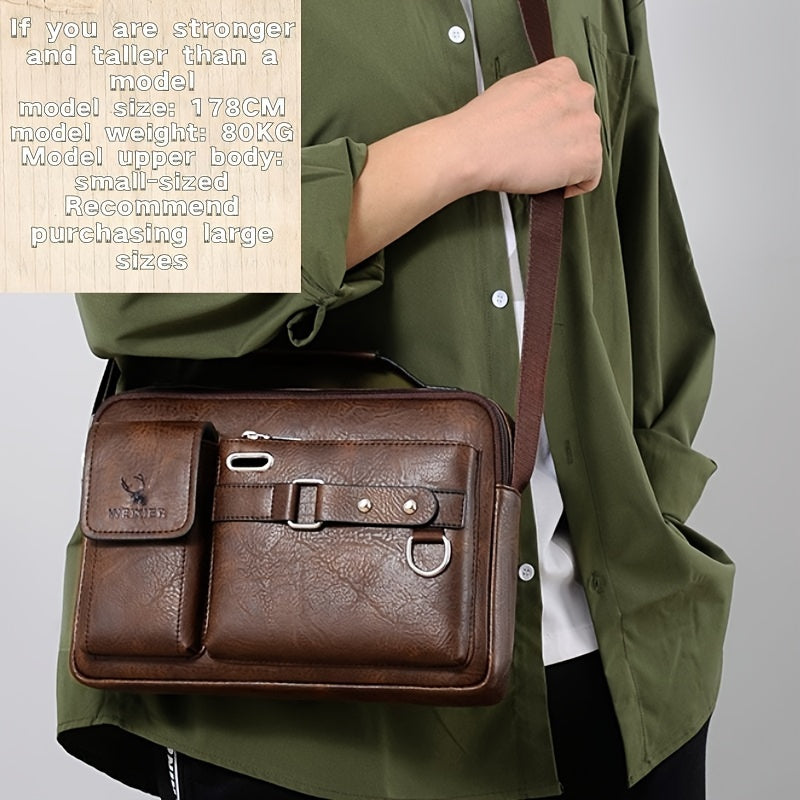 【WEIXIER】 Men's PU Material Crossbody Bag Men's Business Crossbody Bag Portable Shoulder Bag Casual Bag Men's Bag Gift For Father /Anniversary