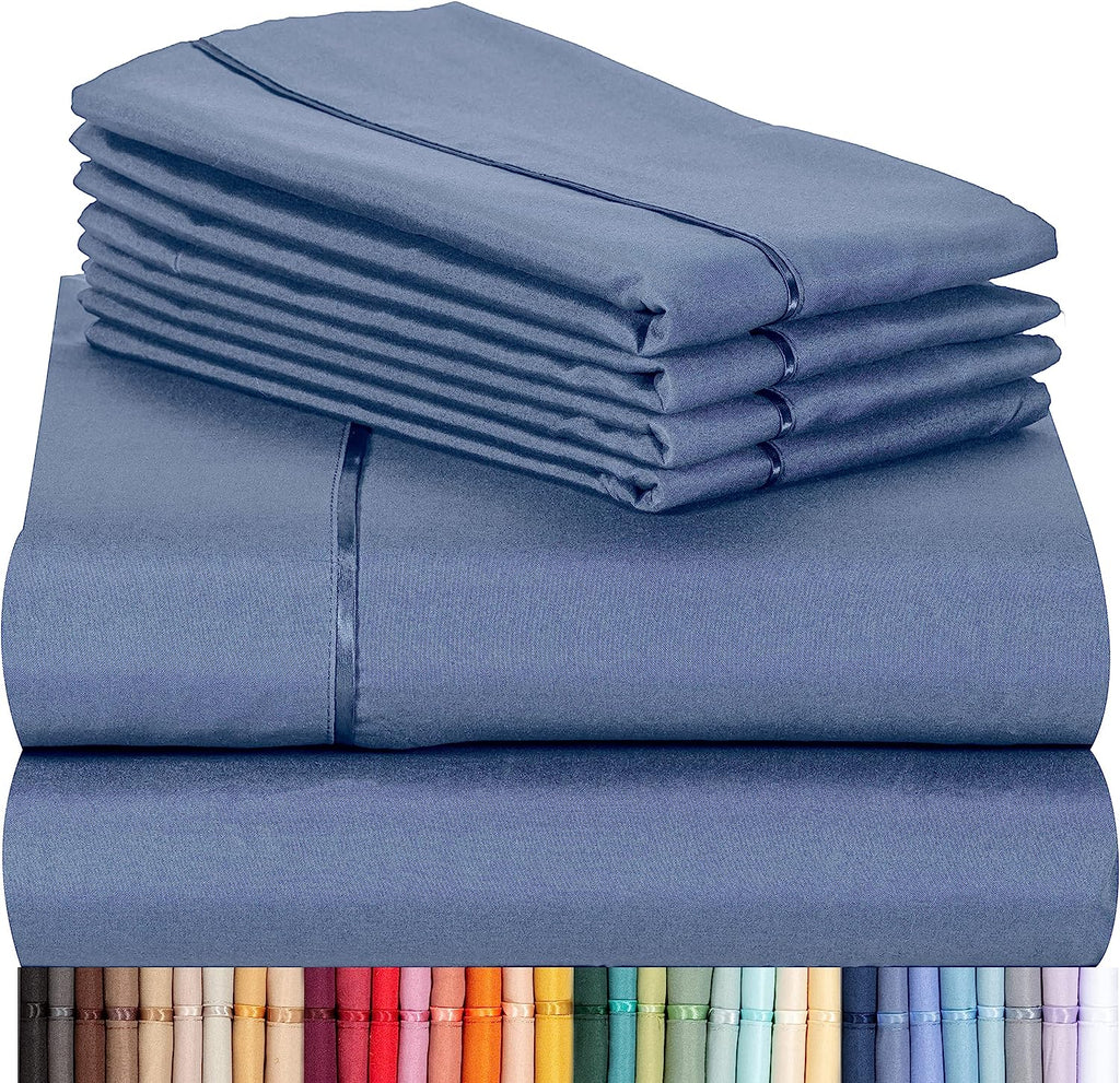 LuxClub 6 PC Full Size Sheet Set Bamboo Sheets Deep Pockets 18" Eco Friendly Wrinkle Free Cooling Sheets Machine Washable Hotel Bedding Silky Soft - Oxford Full