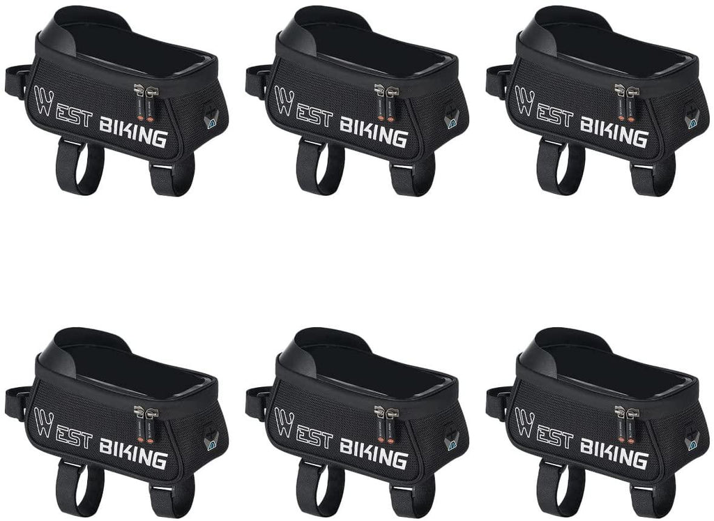 Abaodam 6 pcs Bike Upper Tube Bag Waterproof Bike Pouch Front Frame Bag Bike Accessory