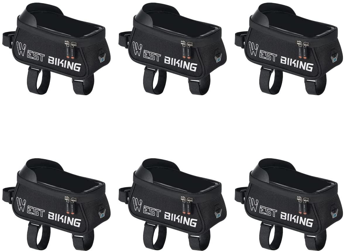 Abaodam 6 pcs Bike Upper Tube Bag Waterproof Bike Pouch Front Frame Bag Bike Accessory