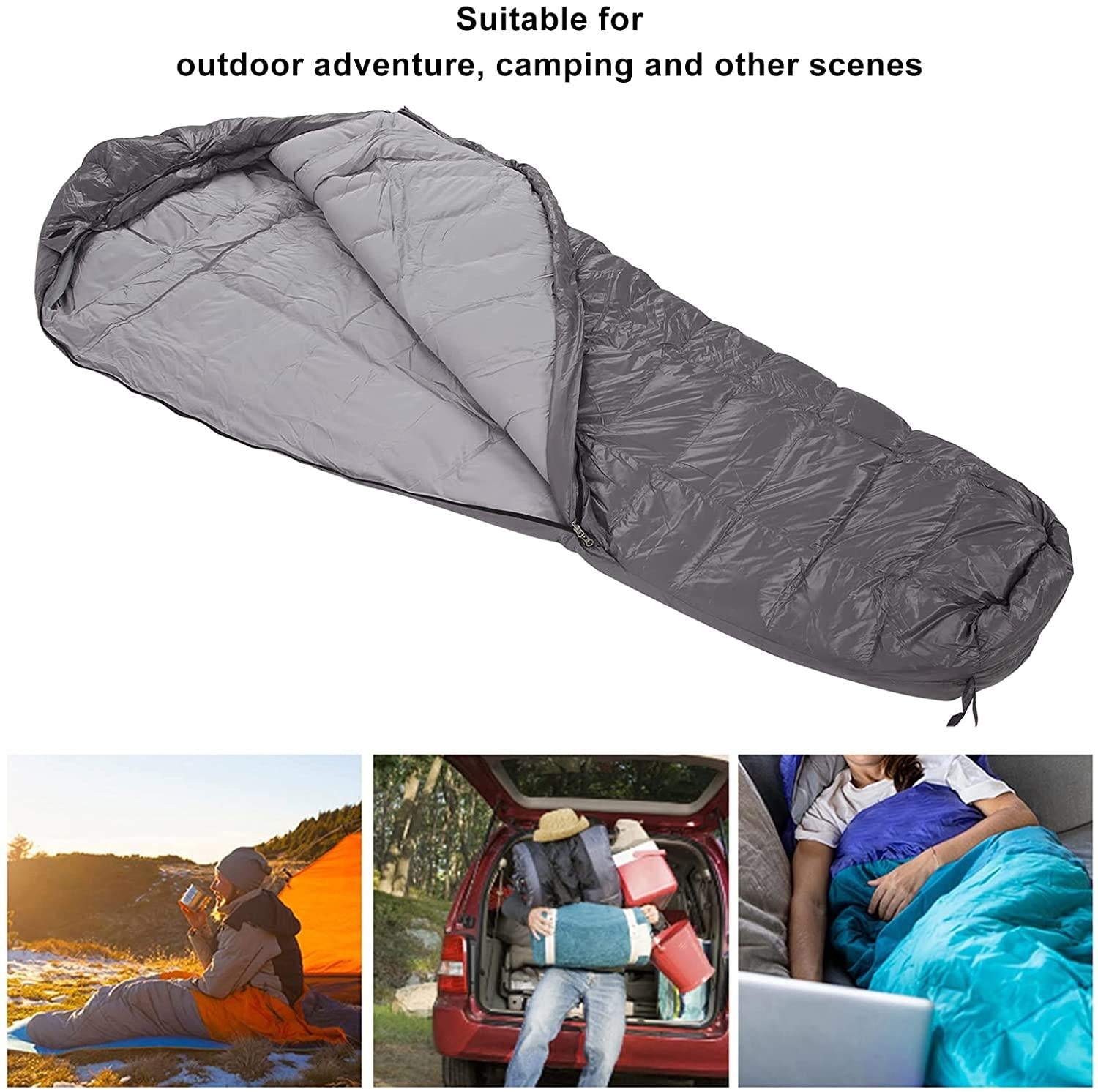 Cold Weather Sleeping Pack, Warm Mummy Sleeping Bag Lightweight Zipper Closure with Adjustable Hood for Camping for Hiking