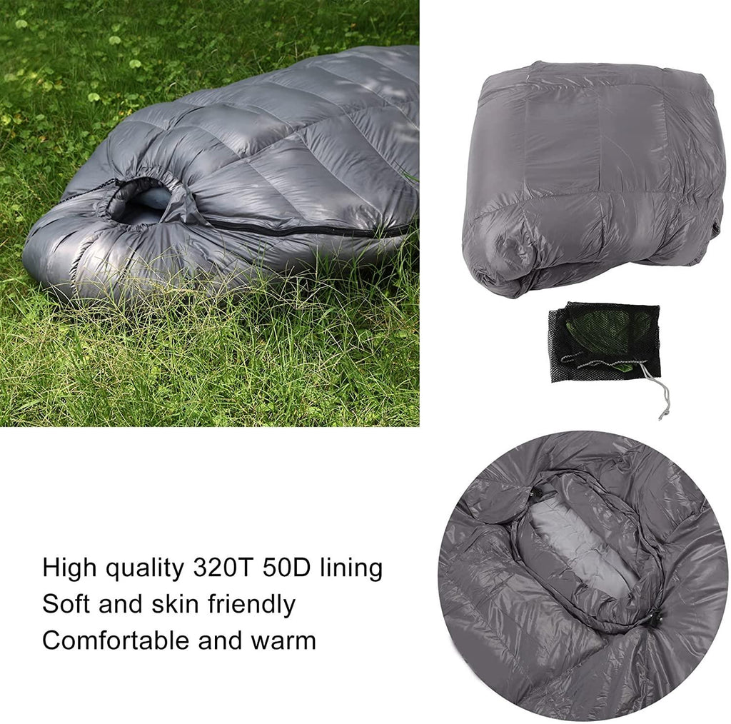 Winter Sleeping Pack, Zipper Closure Mummy Sleeping Bag Lightweight Soft Skin Friendly Warm with Adjustable Hood for Camping for Hiking