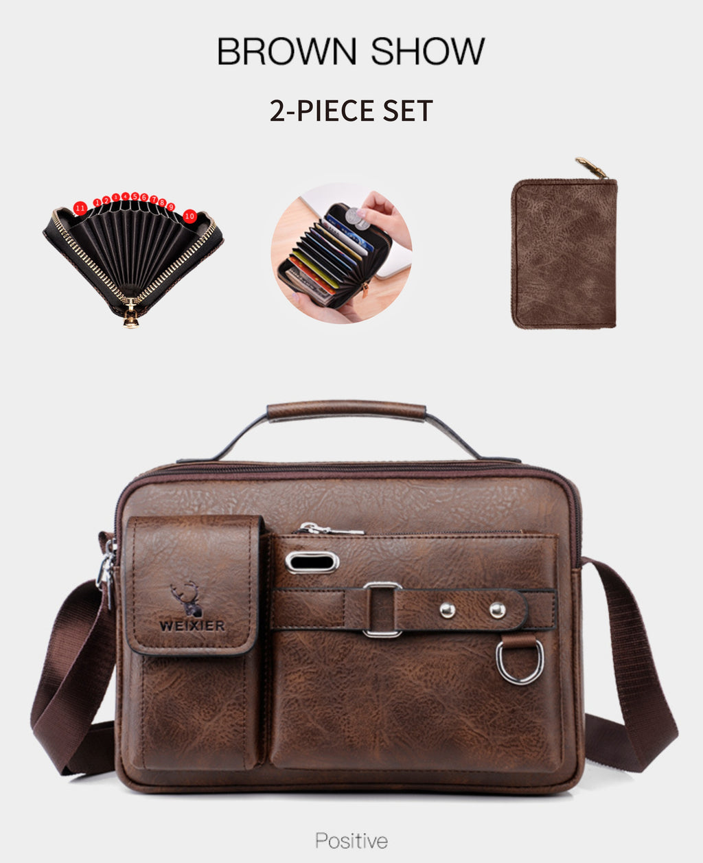 【WEIXIER】 Men's PU Material Crossbody Bag Men's Business Crossbody Bag Portable Shoulder Bag Casual Bag Men's Bag Gift For Father /Anniversary