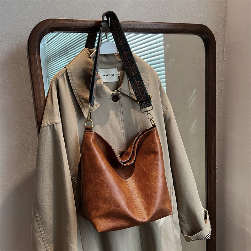 Geometric Strap Hobo Bag, LarCapacity Crossbody Bag, Women's Retro Style Shoulder Bag