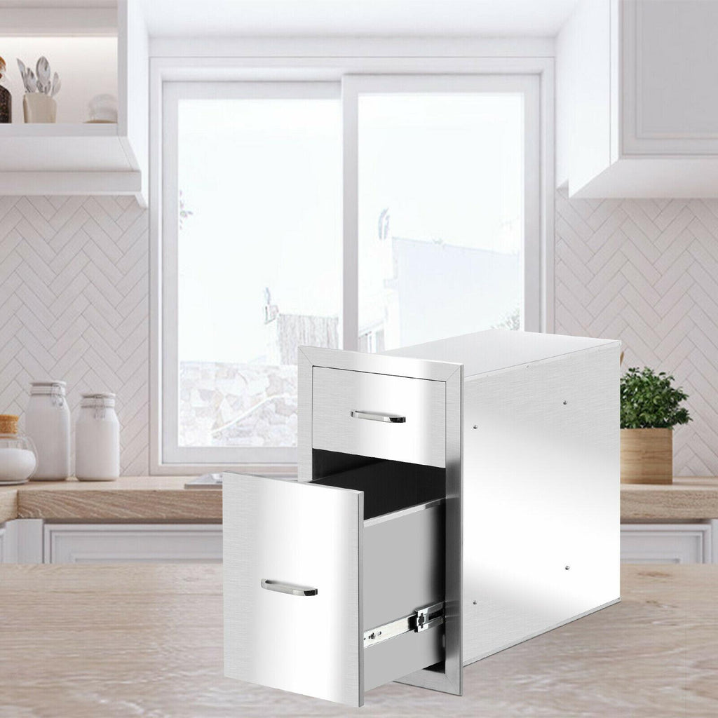 Steel BBQ Double Door Drawer Access Outdoor Kitchen 20x13x20"