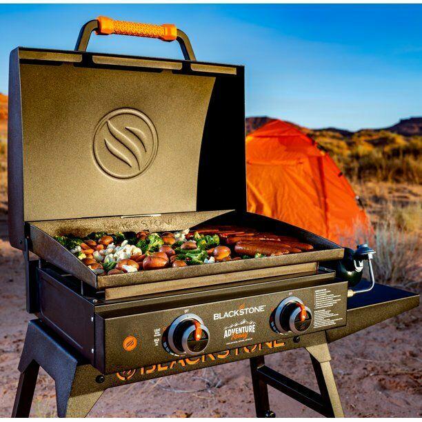 22" Griddle with Hood, Foldable Legs, Adapter Hose Tabletop Versatile