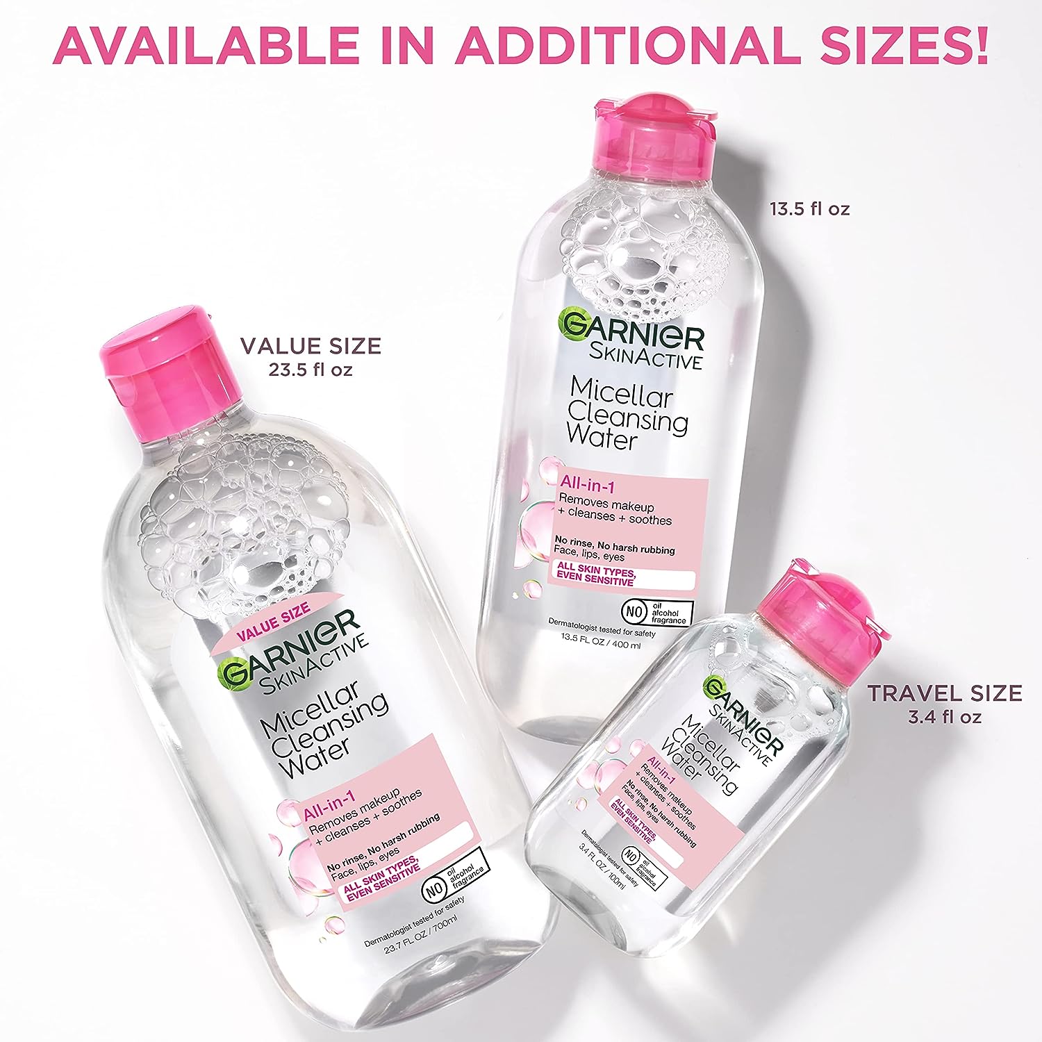 Garnier SkinActive Micellar Water for All Skin Types, Facial Cleanser &amp; Makeup Remover, 13.5 Fl Oz (400mL), 2 Count (Packaging May Vary)
