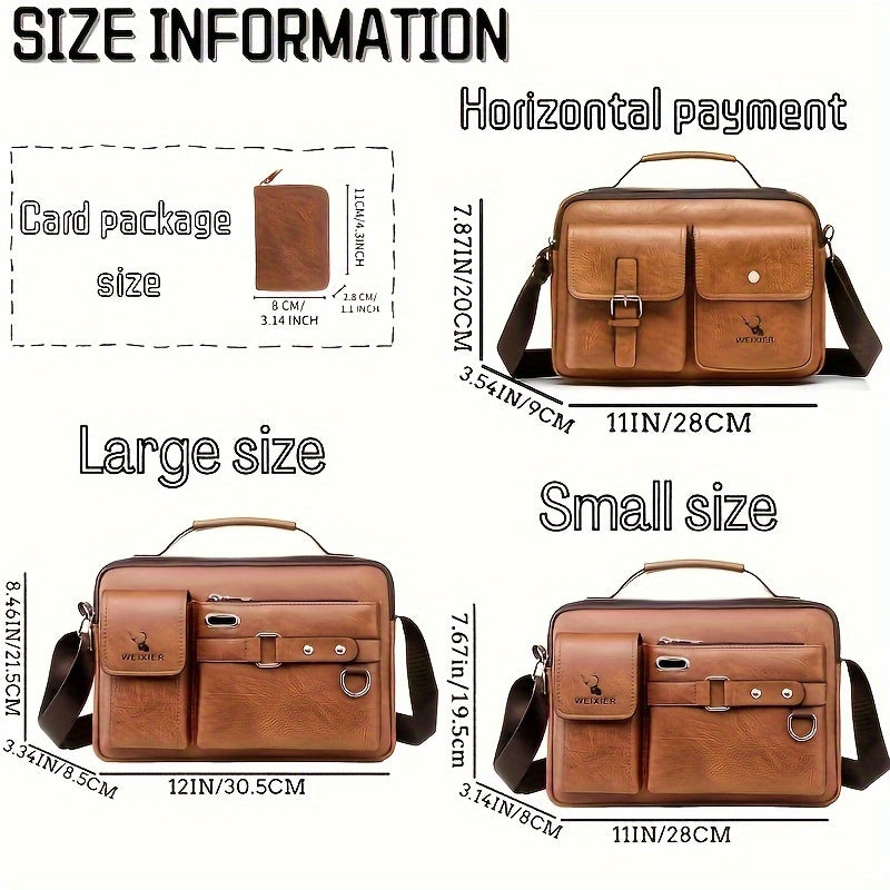 【WEIXIER】 Men's PU Material Crossbody Bag Men's Business Crossbody Bag Portable Shoulder Bag Casual Bag Men's Bag Gift For Father /Anniversary