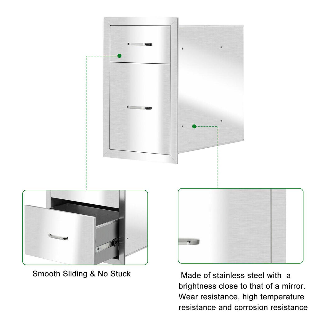 Steel BBQ Double Door Drawer Access Outdoor Kitchen 20x13x20" US