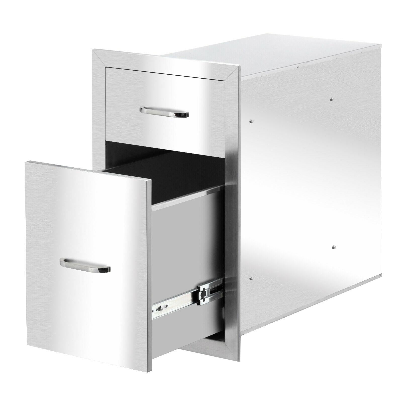 Steel BBQ Double Door Drawer Access Outdoor Kitchen 20x13x20" US